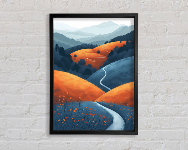 Orange Mountains Over The Valley Framed Print