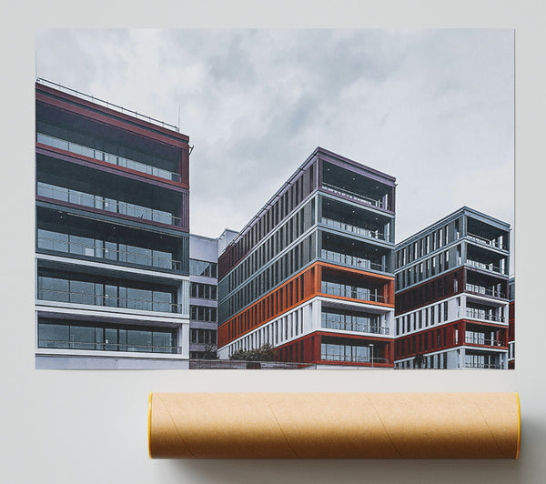 Orange Modern Architecture Print