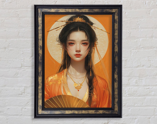 Orange Oriental Woman Framed Print
