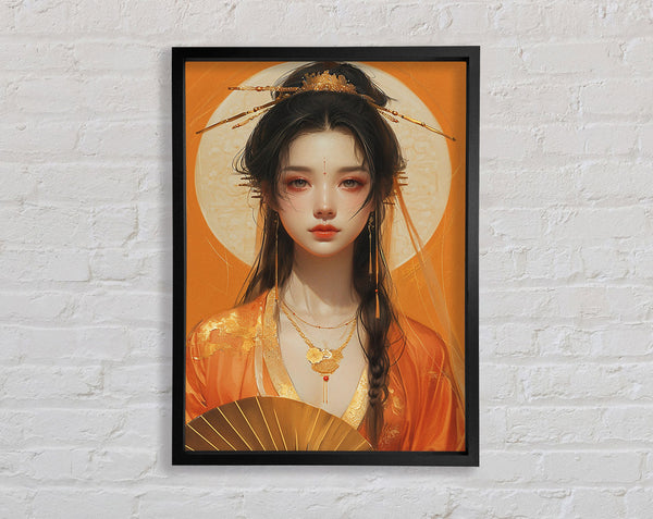 Orange Oriental Woman Framed Print