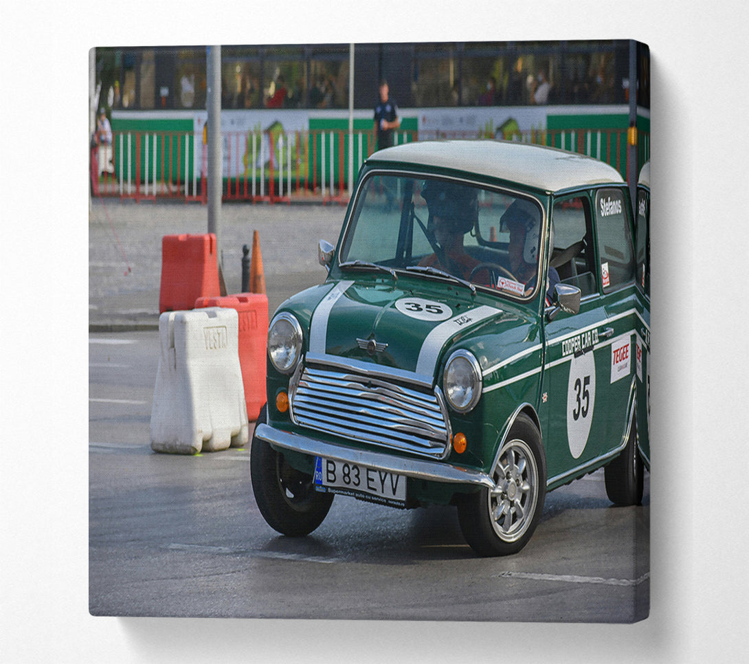  A Canvas Print of Green Mini Cooper 35 Canvas Wall Art