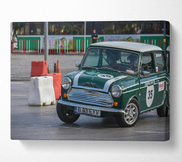  A Canvas Print of Green Mini Cooper 35 Canvas Wall Art