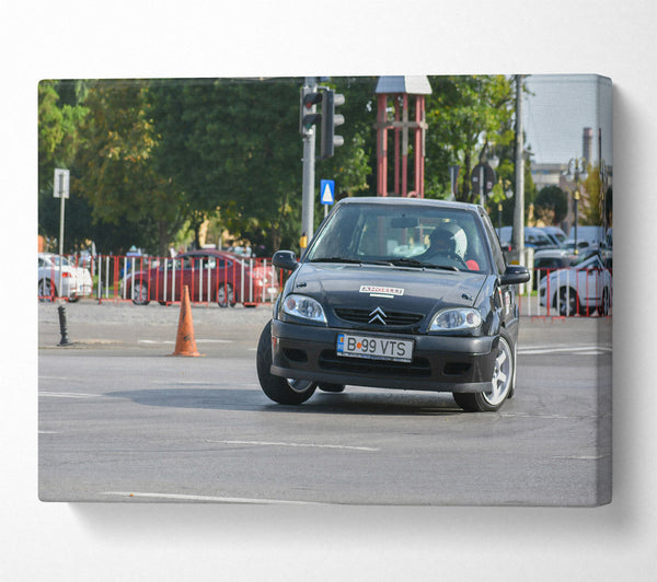  A Canvas Print of Black Car Drifting Canvas Print