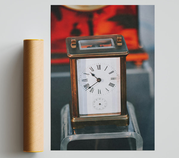 Golden Antique Clock Print