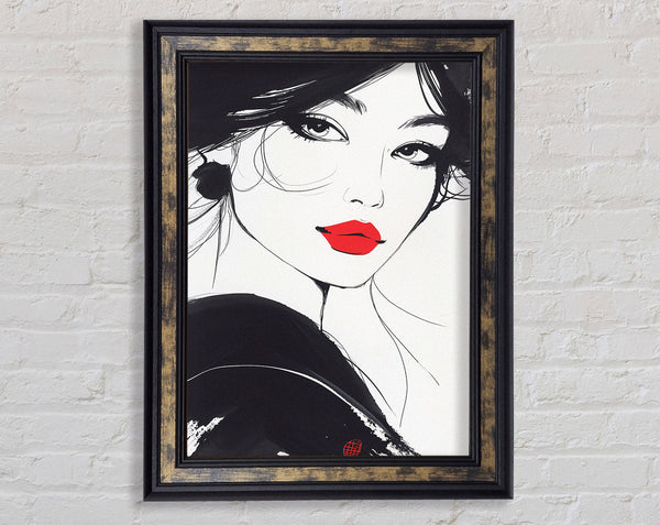 Oriental Manga Feminine Framed Print
