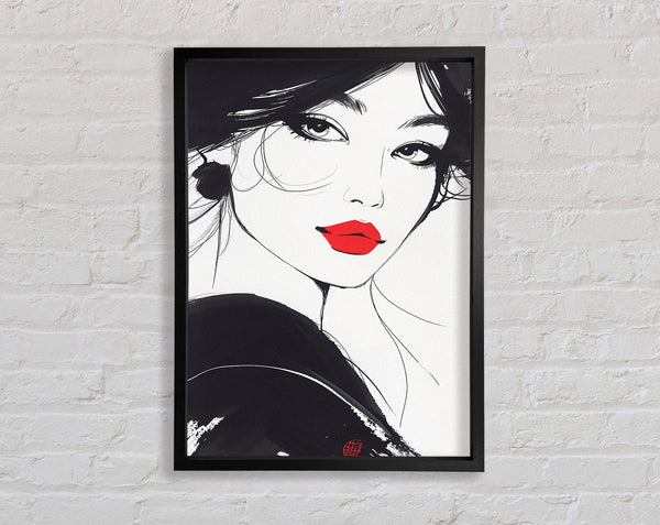 Oriental Manga Feminine Framed Print