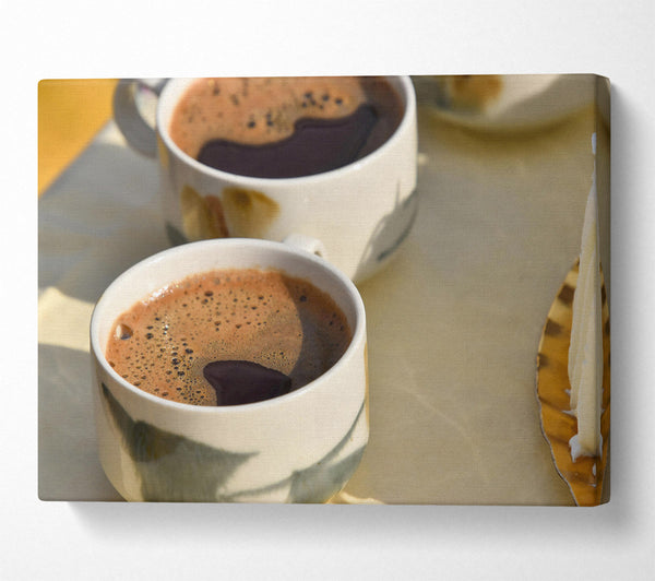  A Canvas Print of Creamy Brown Coffee Cups Canvas Print