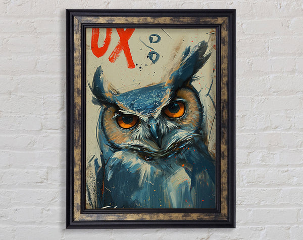 Owl Brush Strokes Framed Print