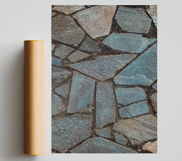 Blue Stone Mosaic Giclee Print