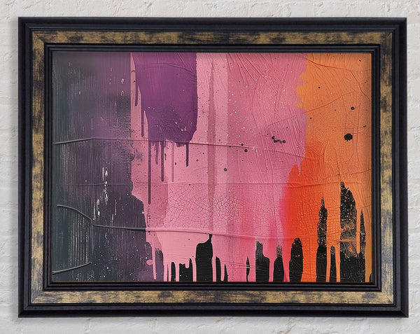 Paint Drips On Grey Framed Print
