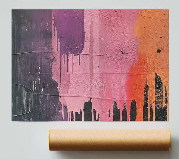 Paint Drips On Grey Poster