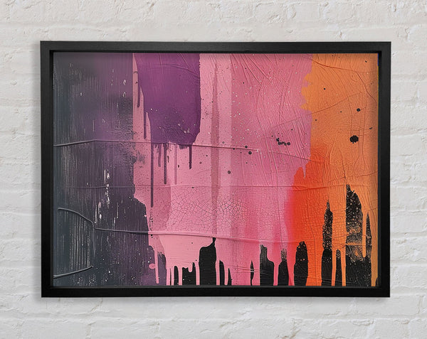 Paint Drips On Grey Framed Print