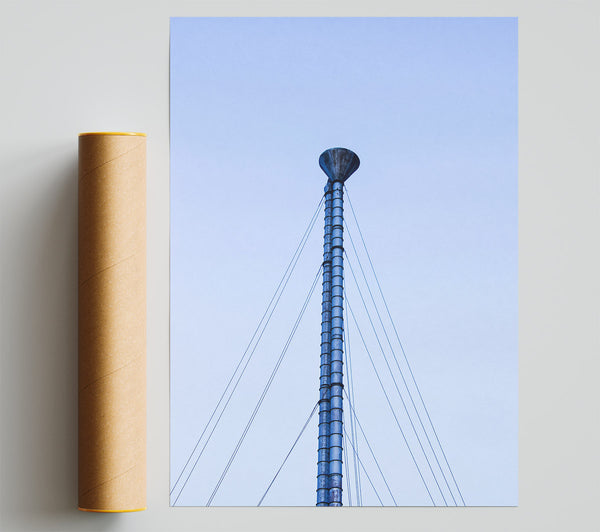 Blue Steel Pipes Against Sky Giclee Print