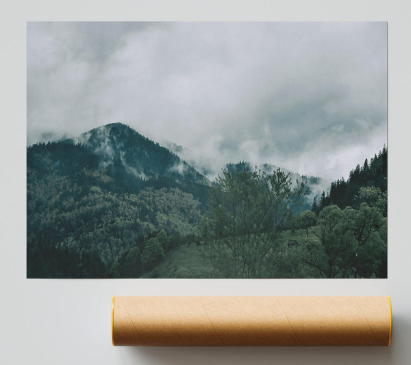 Emerald Mist Mountains. Poster