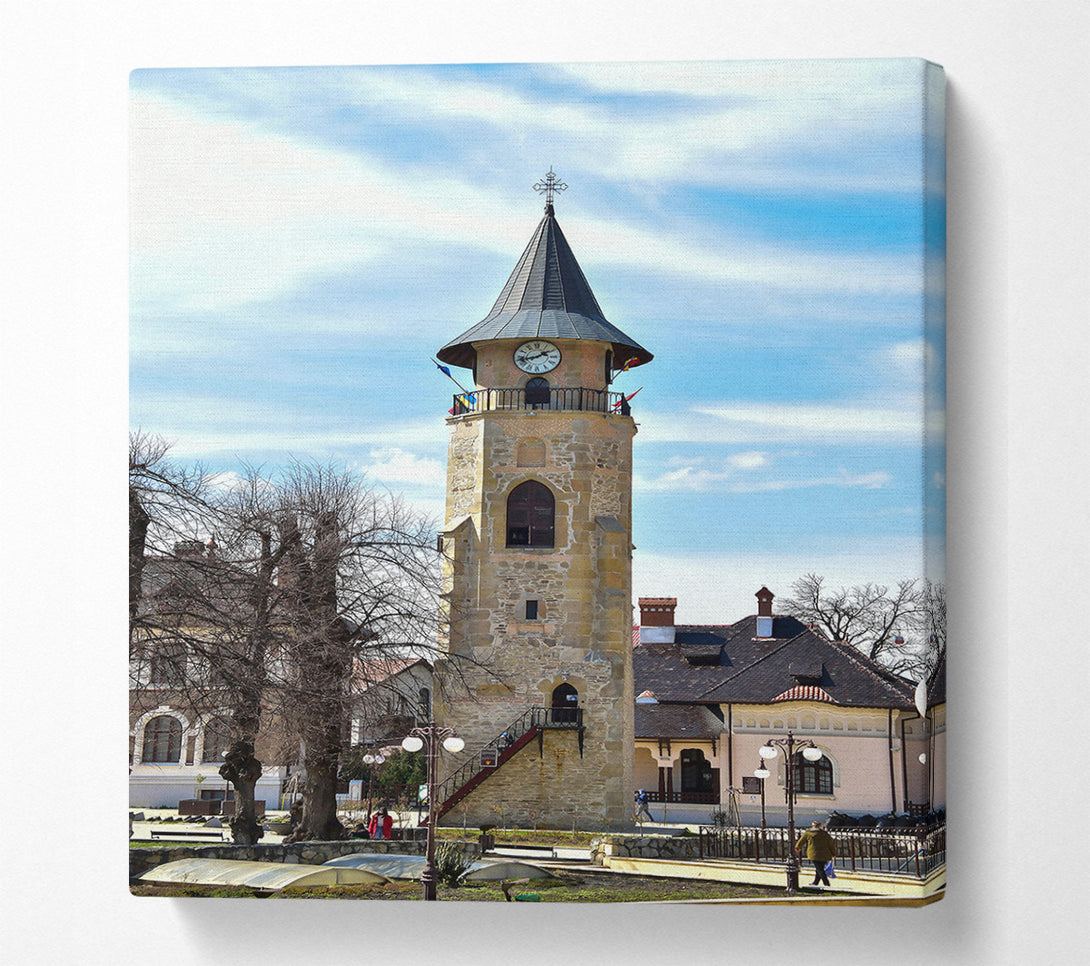  A Canvas Print of Stone Clock Tower Canvas Print