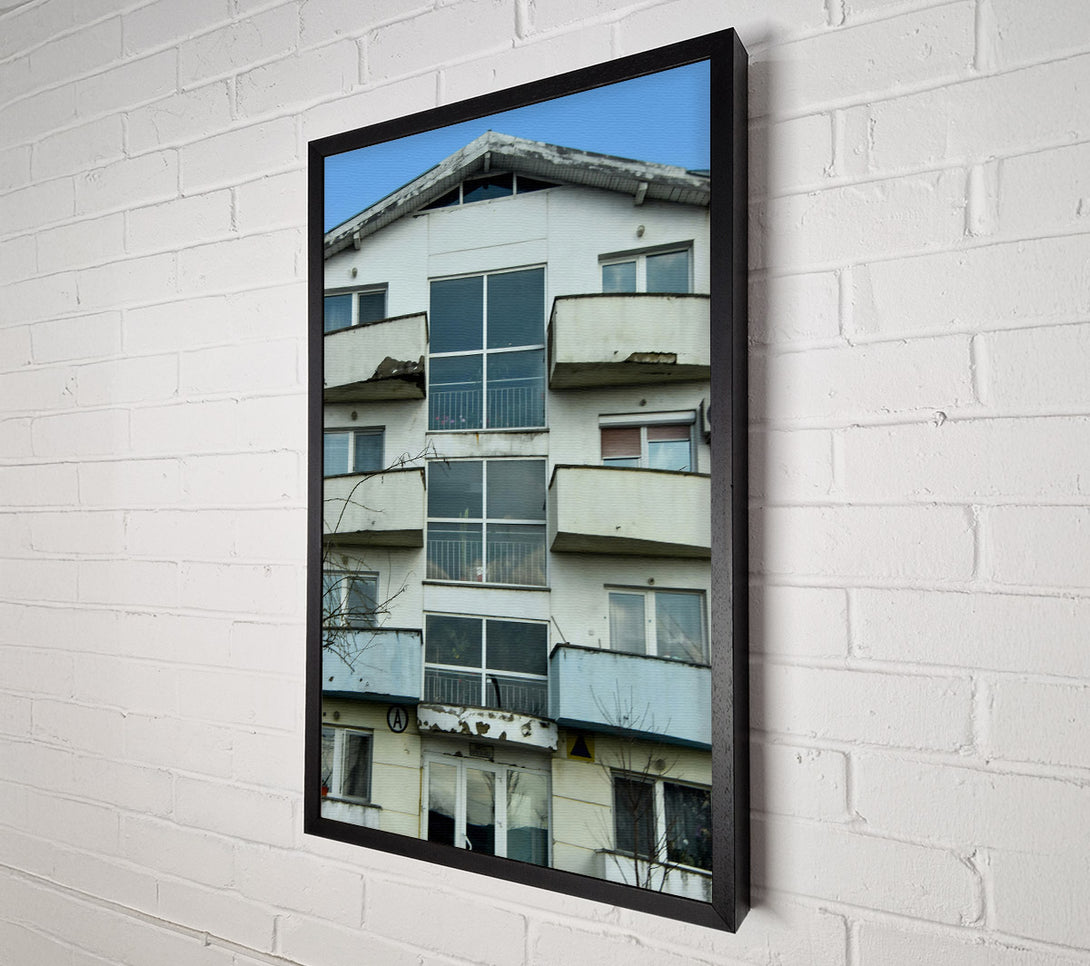  A Canvas Print of Blue Balcony Building Canvas Wall Art