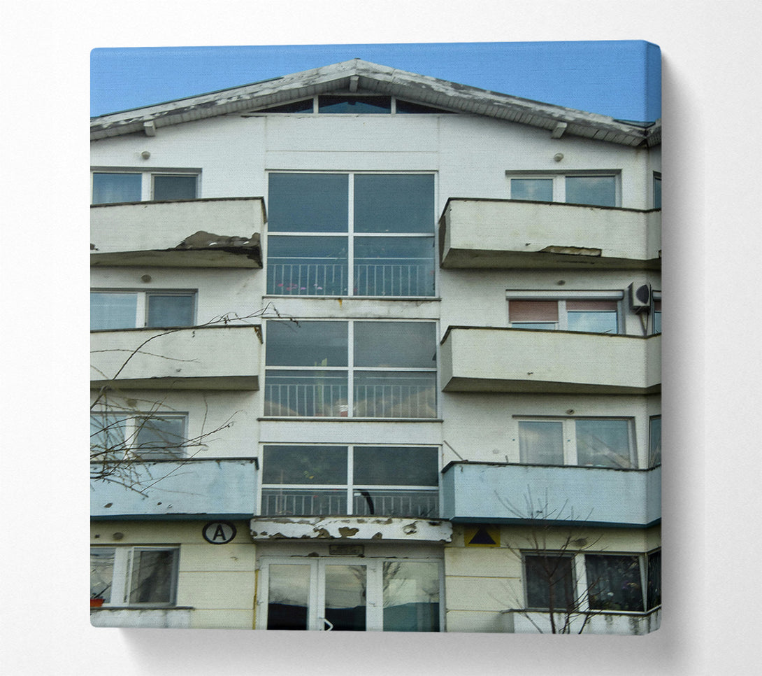  A Canvas Print of Blue Balcony Building Canvas Wall Art