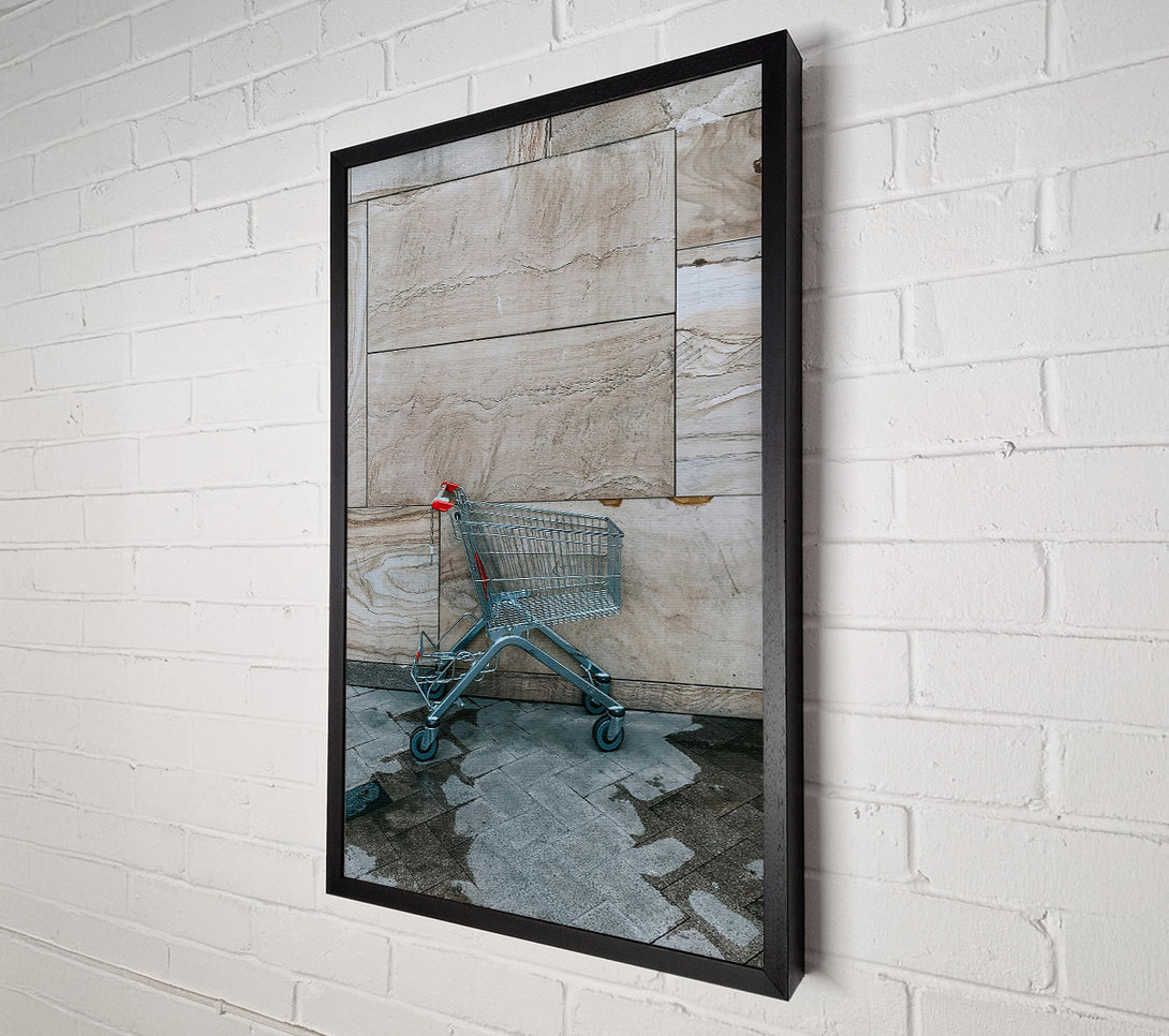  A Canvas Print of Silver Cart On Stone Canvas Wall Art
