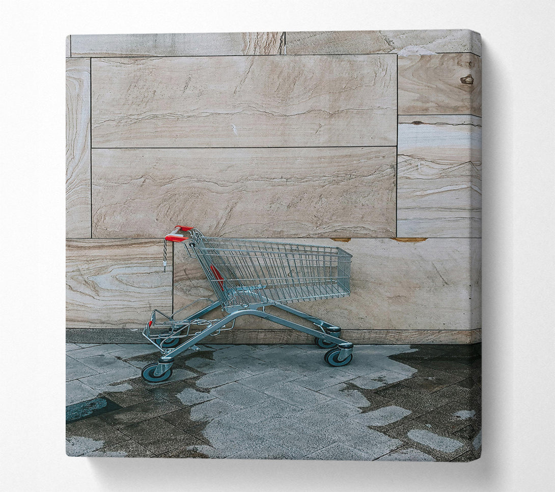  A Canvas Print of Silver Cart On Stone Canvas Wall Art