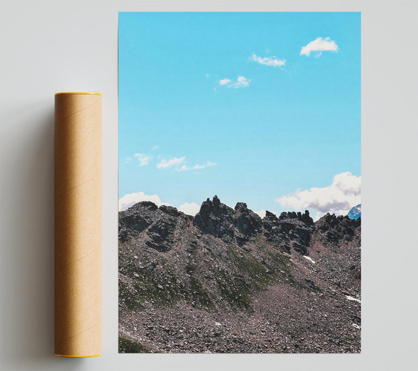 Blue Sky Mountain Peaks Giclee Print