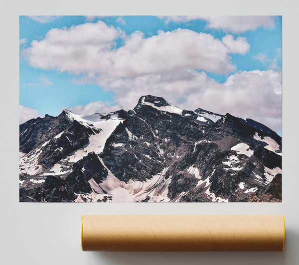 Black Peaks Under Clouds Poster