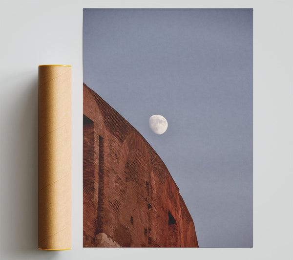 Red Brick Moonrise Poster