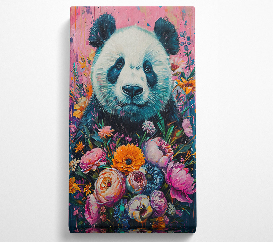  A Canvas Print of Panda Love Flowers Canvas Print