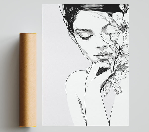 Peaceful Woman Line Art Poster