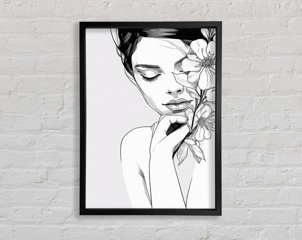 Peaceful Woman Line Art Framed Print