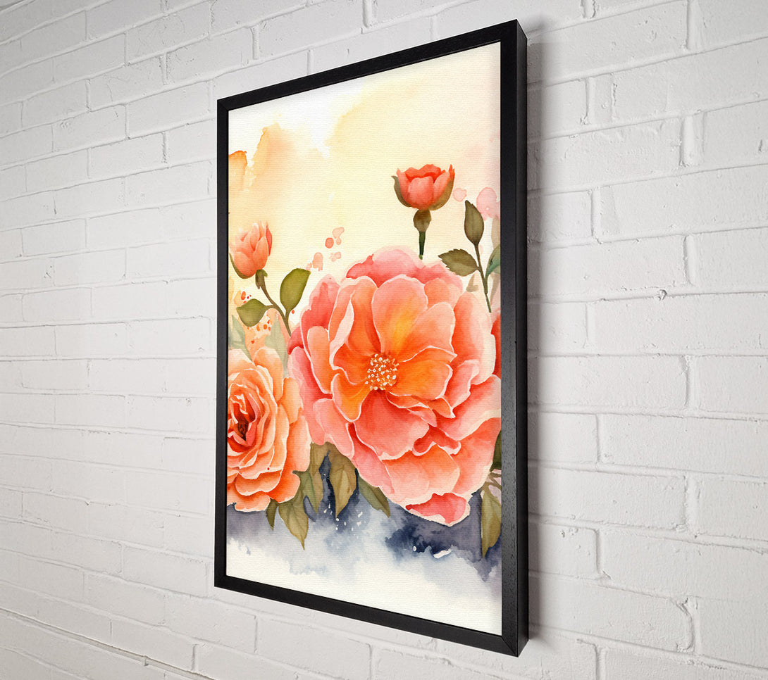  A Canvas Print of Peach Flowers In Bloom Canvas Art