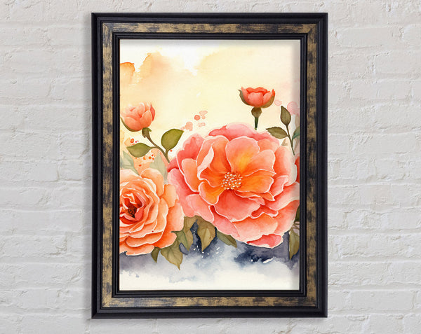 Peach Flowers In Bloom Framed Print