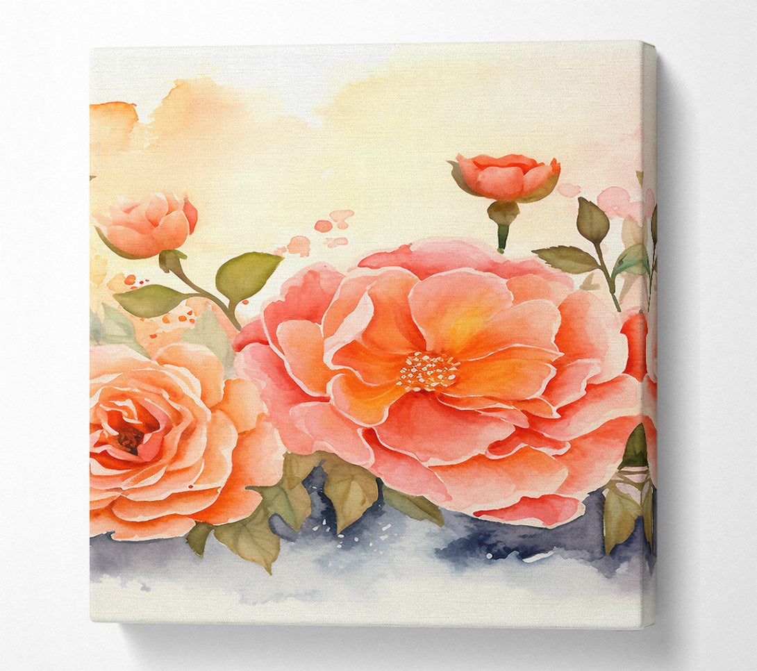  A Canvas Print of Peach Flowers In Bloom Canvas Art