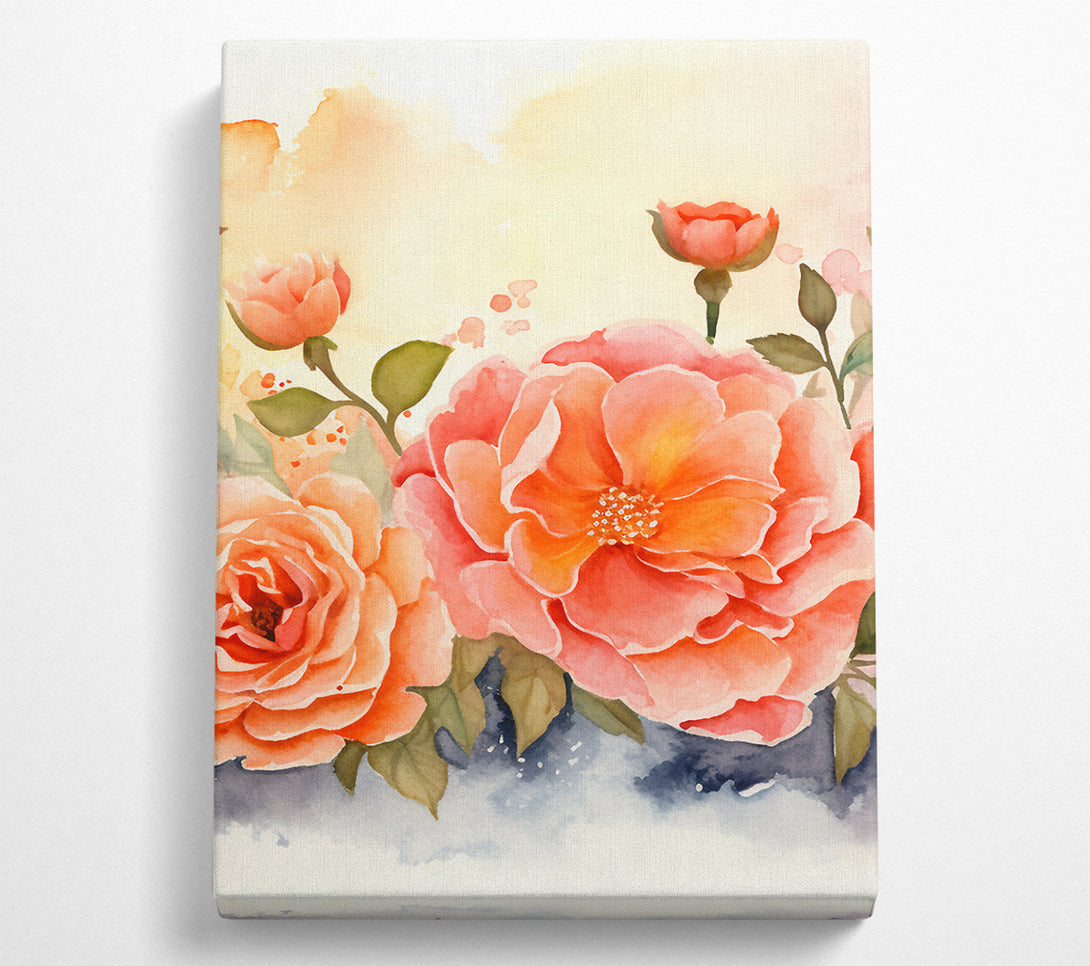  A Canvas Print of Peach Flowers In Bloom Canvas Art