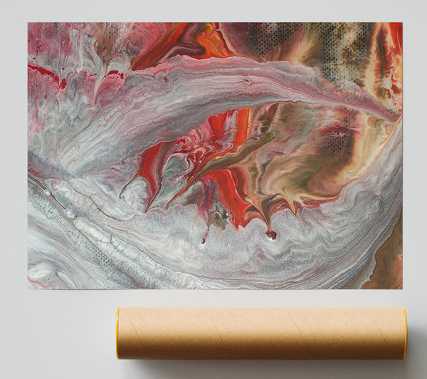 Silver And Crimson Swirl Poster