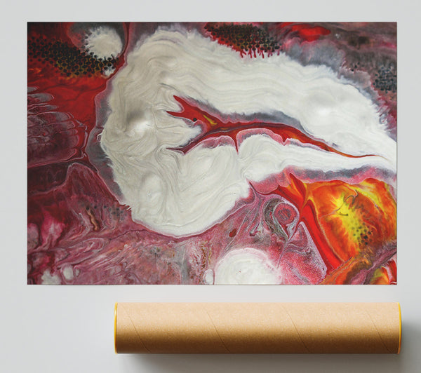 Crimson White Flow Print
