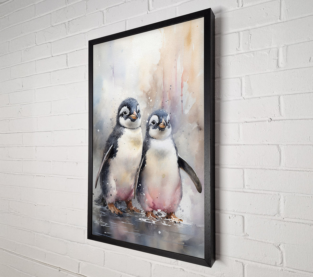  A Canvas Print of Penguin Soulmates Watercolour Canvas Print