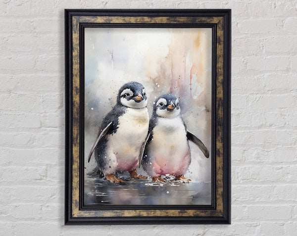 Penguin Soulmates Watercolour Framed Print