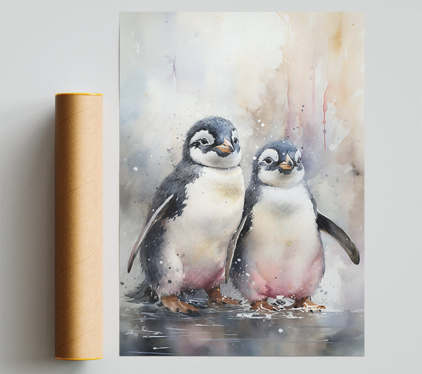 Penguin Soulmates Watercolour Giclee Print