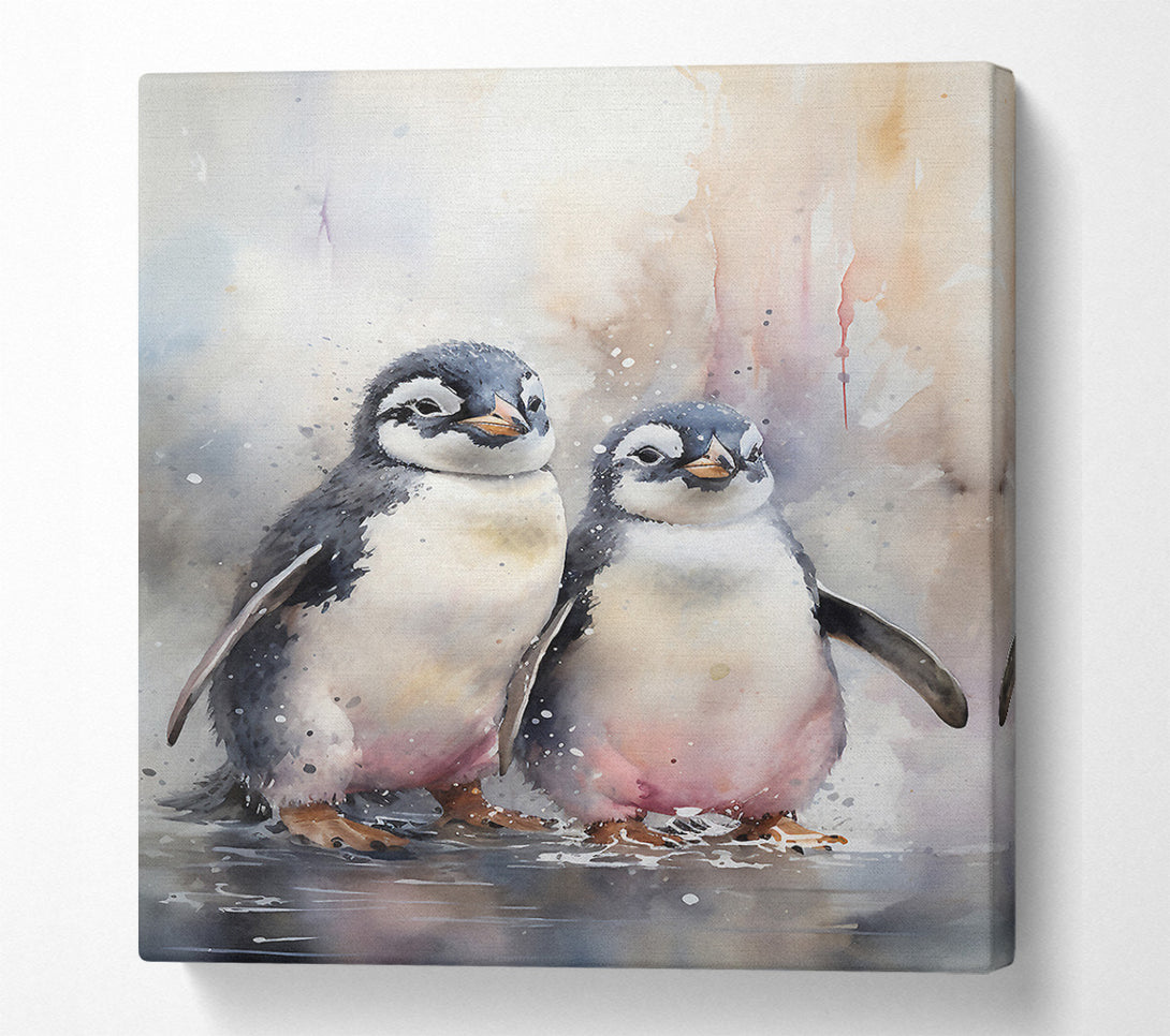  A Canvas Print of Penguin Soulmates Watercolour Canvas Print