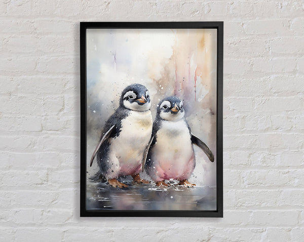 Penguin Soulmates Watercolour Framed Print