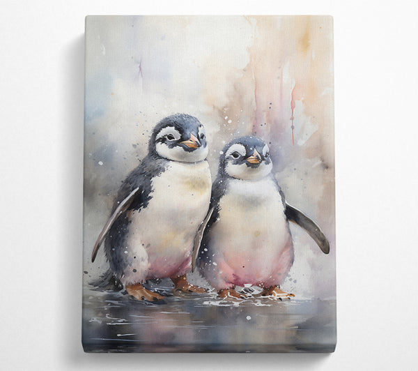  A Canvas Print of Penguin Soulmates Watercolour Canvas Print