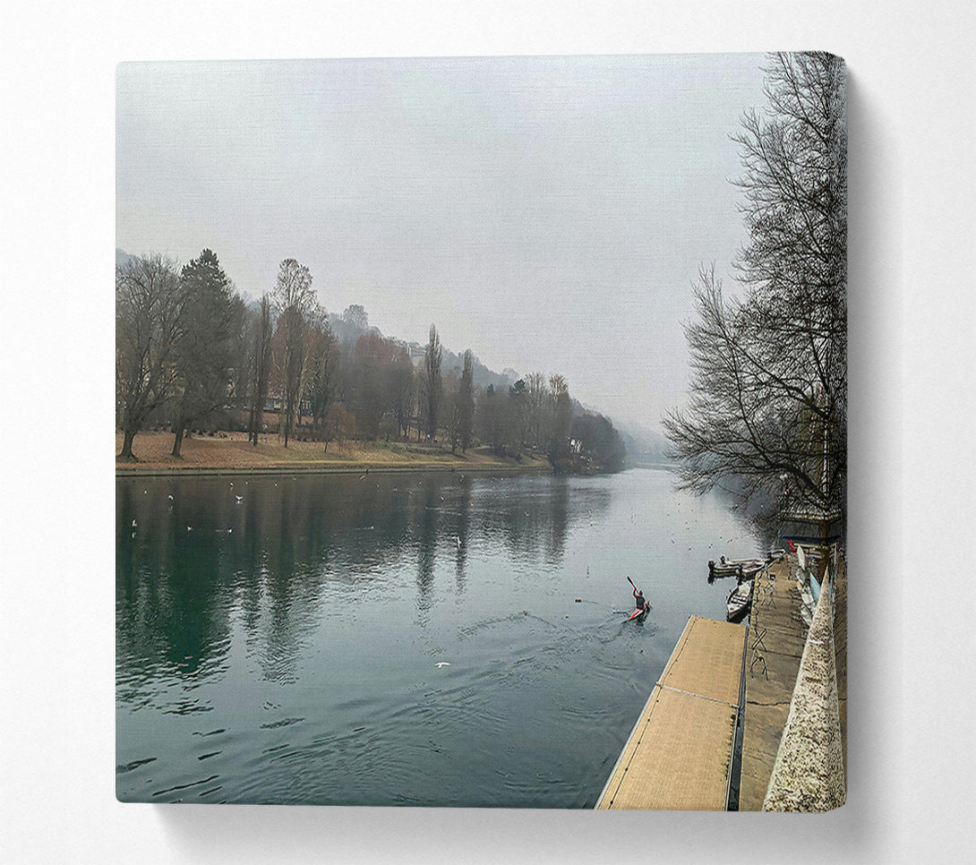  A Canvas Print of Teal River Fog Canvas Art