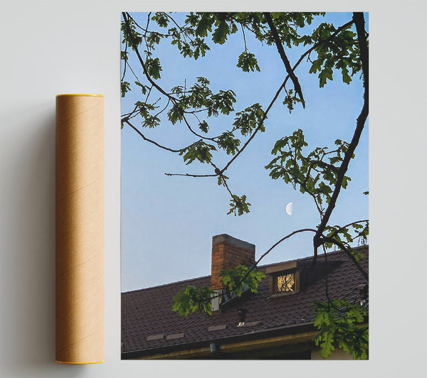 Green Moon Roof Print