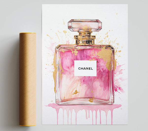 Perfume Bottle Gold Splash Print