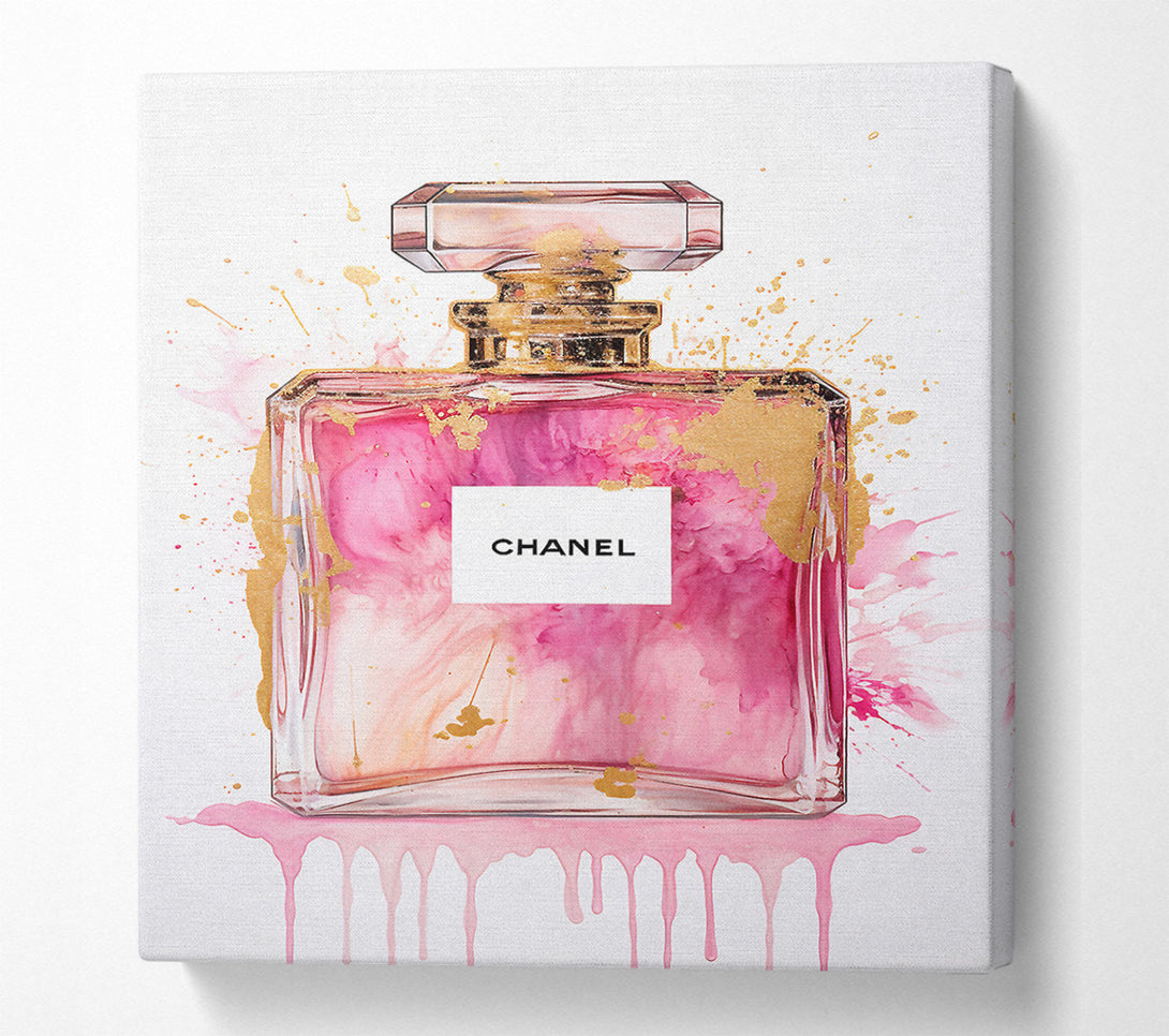  A Canvas Print of Perfume Bottle Gold Splash Canvas Art