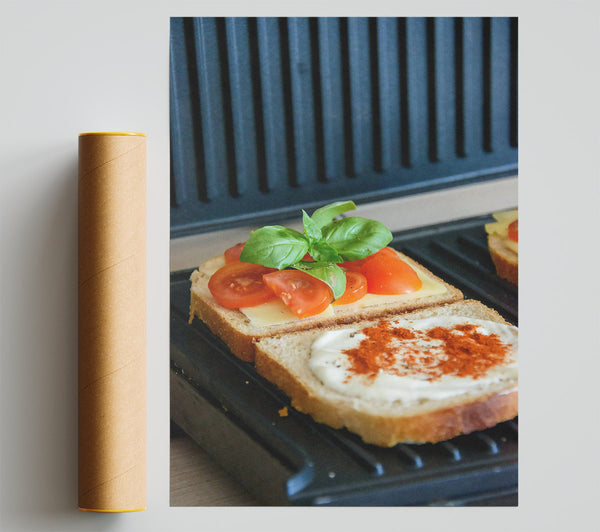 Red & White Grilled Cheese Print