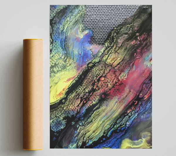 Black And Crimson Flow Print