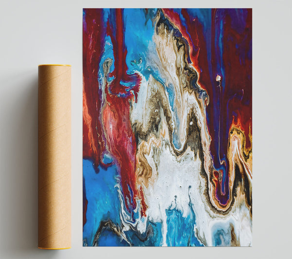 Crimson Blue Abstract Poster