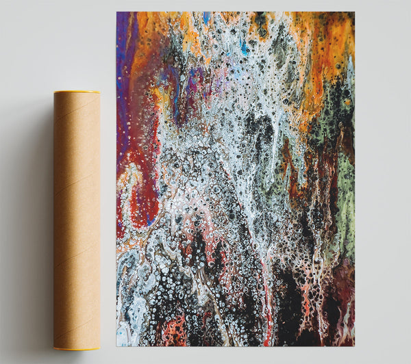 Orange & Silver Drizzle Giclee Print