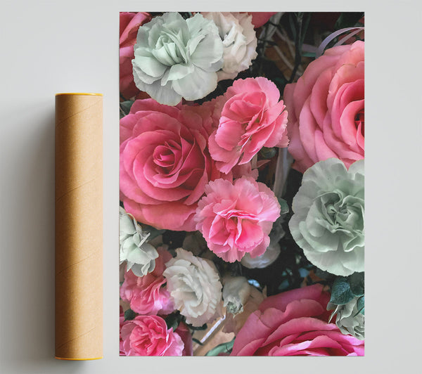 Pink And Green Blooms Giclee Print